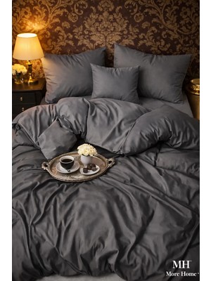 More Home Tek Kişilik Yorgan Kılıfı + Yastık Kılıfı   Antrasit