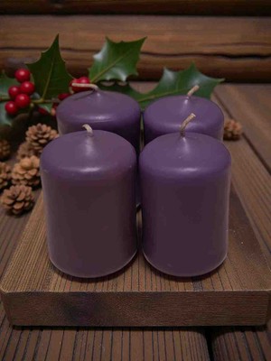 İV BLUE PURPLE 4 Adet Mor Renk 3×5cm Mini Bar Mum