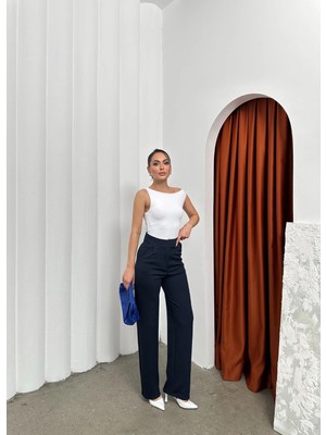 Pazarcan Cırtlı Pantolon Krep Lacivert Pt