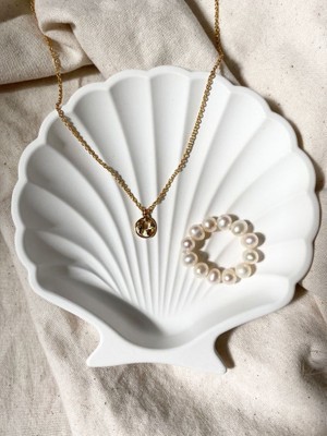 Lenisa Home 2'li Istiridye Tabak Set Doğal Taş Tozu Dekoratif