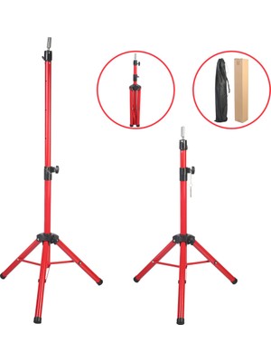 Pazarcan Kuaför Eğitim Mankeni Için Metal Tripod / Kırmızı + Taşıma Çantası