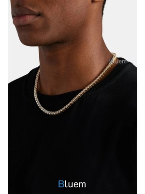 Bluem Axis Serisi - Taşlı Erkek Su Yolu Çelik Kolye