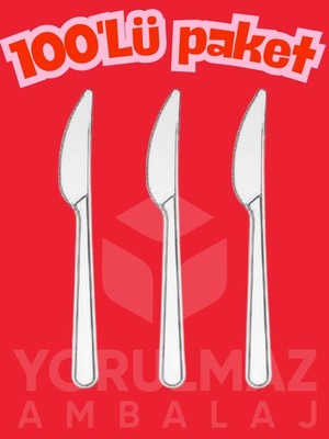 Yorulmaz Ambalaj 🔥🤍🔪 Lüks Şeffaf Plastik Bıçak 100 Adet – Dayanıklı Kullan At