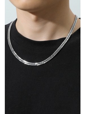 Bluem Erkek Gri Kalın Zincir Kolye- Ithal Kararmaz Çelik Zincir Kolye
