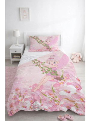 Bebişim Halı Peri Kız Tek Kişilik Pike Takımı Çocuk Odası Pike Yatak Örtüsü