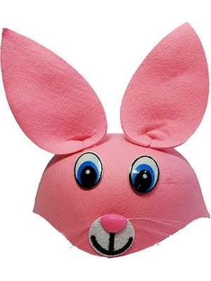 Pazarcan Pembe Renk Kulaklı Tavşan Şapkası Hayvan Şapkası