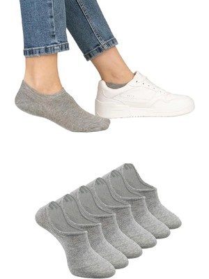 Ozzy Socks 6 Çift Yumuşak Dokulu Kadın Gri Bambu Görünmez Sneaker Spor Ayakkabı Çorabı