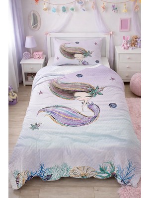 Bebişim Halı Deniz Kızı Tek Kişilik Pike Takımı Çocuk Odası Pike Yatak Örtüsü