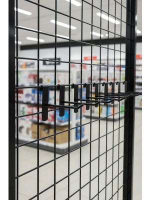 Raffar Siyah Tel Pano Kancası 10 Adet 15 cm Raf ve Tel Askısı Tel Çubuk