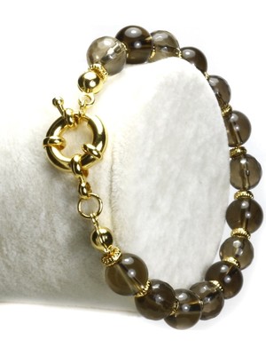 Ilgın Doğal Taş Takı Orijinal Dumanlı Kuvars Taşı Bileklik | Gerçek Altın Kaplama Detaylı