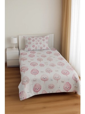 Bebişim Halı Pamuk Şeker Desenli Tek Kişilik Pike Takımı Çocuk Odası Pike Yatak Örtüsü