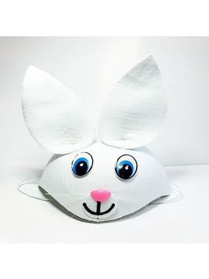 Pazarcan Beyaz Renk Kulaklı Tavşan Şapkası Hayvan Şapkası