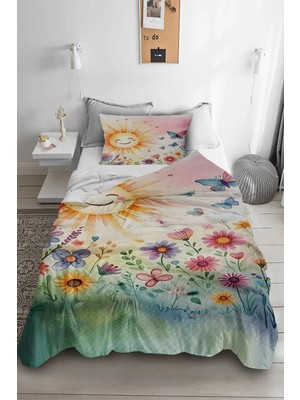 Bebişim Halı Gülen Güneş Tek Kişilik Pike Takımı Çocuk Odası Pike Yatak Örtüsü