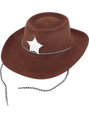 Pazarcan Çuk Kovboy Şapkası Plastik Üzeri Flok Kaplama Koyu Kahverengi