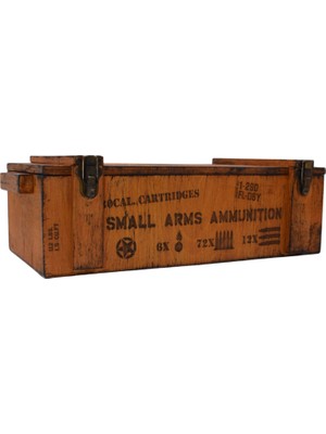 TUN'S WOODS Retro Cephane Sandığı Tasarımlı Ahşap Kutu 45X22X11 cm El Yapımı Marin Kayın Çok Amaçlı Saklama Kutusu