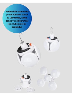 Zemira Home USB ve Solar Şarjlı Katlanabilir 5 Taraflı LED Lamba