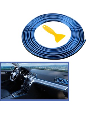 Bucuks Mey Ithalat®  Mavi Araba Ototrim Dekorasyon Şeridi Kauçuk Elastik Kolay Kurulum 5 Metre Şerit Bant