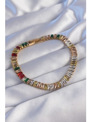 Bucuks Mey Ithalat® 316L Çelik Gold Renk Renkli Su Yolu Tasarımlı Bileklik