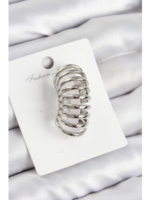 Bucuks Mey Ithalat® Pirinç Yay Model Gümüş Renk Sağ Kıkırdak Küpe