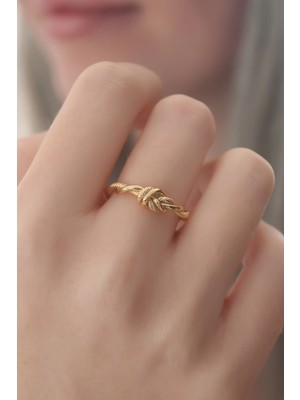 Bucuks Mey Ithalat® Gold Renk Halat Düğüm Model Kadın Yüzük