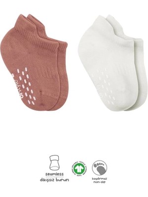 Bucuks Mey Ithalat®   2'li Sneakers Kaymaz Colours Penye Çorap 20104 Ekru Pudra