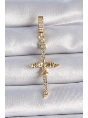 Bucuks Mey Ithalat® Pirinç Gold Renk Zirkon Taş Detaylı Elif Model Anka Kuşu Figür Ajda Charm