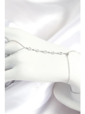 Bucuks Mey Ithalat® Pirinç Zirkon Taşlı Y Model Gümüş Renk Kadın Şahmeran