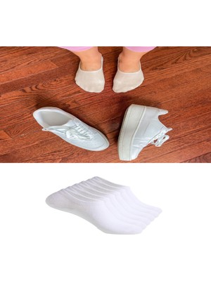 Ozzy Socks 6 Çift Yumuşak Dokulu Kadın Beyaz Bambu Görünmez Sneaker Spor Ayakkabı Çorabı