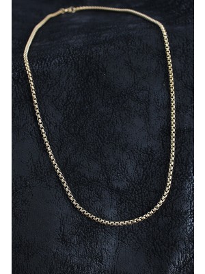 Bucuks Mey Ithalat® 316L Çelik Örme Zincir Model Gold Renk Erkek Kolye