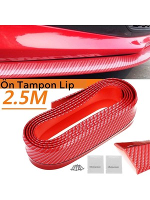 Bucuks Mey Ithalat®  Kırmızı Renkli 2,5 Metre Araba Oto Ön Tampon Koruyucu Kauçuk Pratik Tampon Şerit Bant Döşeme