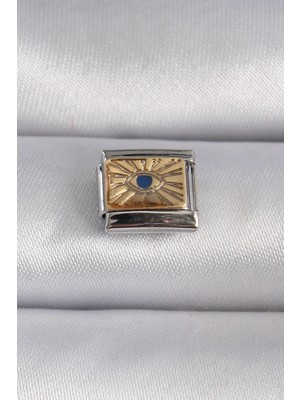 Bucuks Mey Ithalat® 316L Çelik Gümüş Renk Altın Göz Işlemeli Nomination Charm