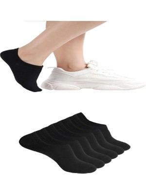 Ozzy Socks 6 Çift Yumuşak Dokulu Kadın Siyah Bambu Görünmez Sneaker Spor Ayakkabı Çorabı