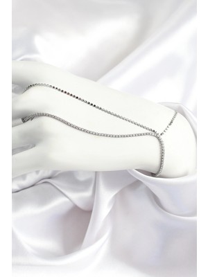 Bucuks Mey Ithalat® Pirinç Zirkon Taşlı Ezme Zincir Model Gümüş Renk Kadın Şahmeran