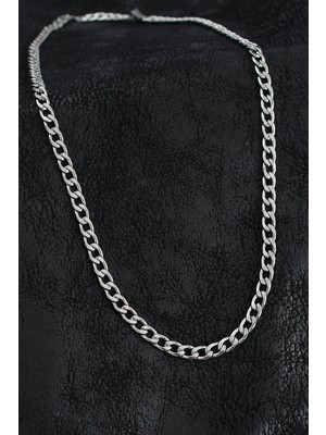 Bucuks Mey Ithalat® 316L Çelik Kalın Klasik Zincir Model Gümüş Renk Erkek Kolye