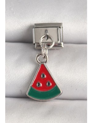 Bucuks Mey Ithalat® 316L Çelik Gümüş Renk Karpuz Dilim Model Nomination Charm