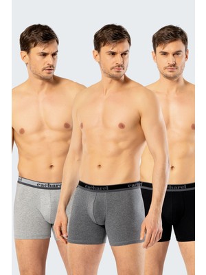 Cacharel Erkek Uzun Paçali 3'lü Boxer 1338/Siyah-Gri-Antrasit