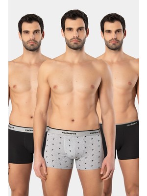 Cacharel Erkek Desenli Likrali Boxer 3'lü Paket