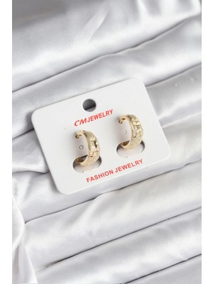 Bucuks Mey Ithalat® 14K Gold Renk Kaplama Lazer Halka cm Kadın Küpe