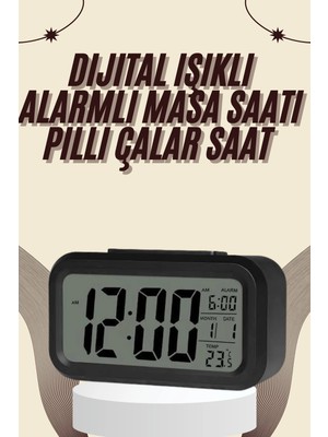 Bucuks Mey Ithalat® Dijital Masa Saati Termometreli Takvim Çalar Saat LED Ekran Pilli