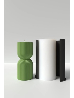 Cage Art Studio Orta Boy Desenli Sütün Mum Silikon Kalıp - Desenli Sütün Şeklinde Mum Silikon Kalıbı - 14X6 cm