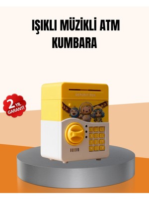 Bucuks Mey Ithalat® Atm Tasarımlı Sarı Işıklı Sesli Elektronik Kumbara