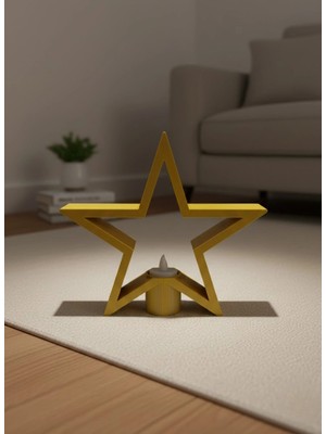 Bucuks Mey Ithalat® Sarı Yıldız Mumluk Modern Salon ve Raf Dekoru