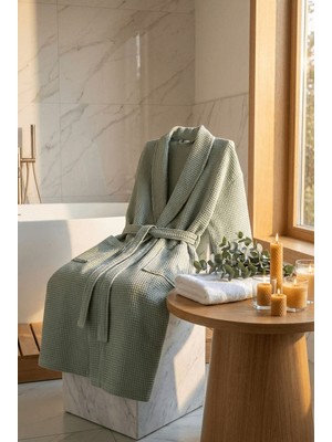 Nuriye Kocakaplan Waffle Kumaş Bornoz - Sabahlık