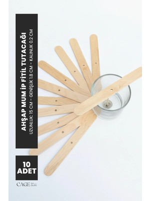 Cage Art Studio Ahşap Mum Ip Fitil Tutucu 10 Adet - Mum Fitili Dengeleyici 10 Adet