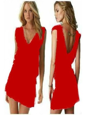 Epilons Likralı Plaj Elbisesi - 1 Beden - Kırmızı