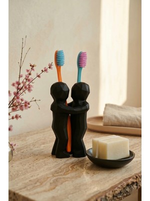 3D Hediye Çiftler Için Diş Fırçalığı Minimalist Banyo Aksesuarı Geri Dönüştürülmüş Pla 13 x 9 cm
