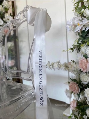 Nuksoc 1 Adet Gelin 1 Adet Damat Sandalye Kurdelesi Söz Nişan Dekor Kurdelesi