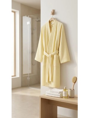 Nuriye Kocakaplan Waffle Kumaş Bornoz - Sabahlık