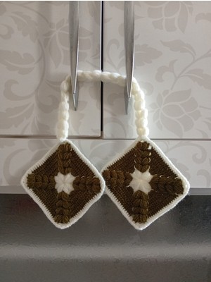 Epilons El Yapımı Dekoratif Mutfak Tutacak ( Yeşil-Beyaz)