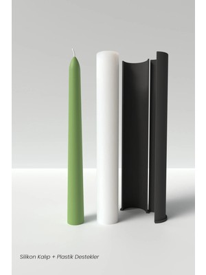 Cage Art Studio Şamdanlık Mum Silikon Kalıp M7 -Uzun Mum Silikon Kalıp M7 , Mum Yapım Malzemeleri 21.2 x 2.2 cm